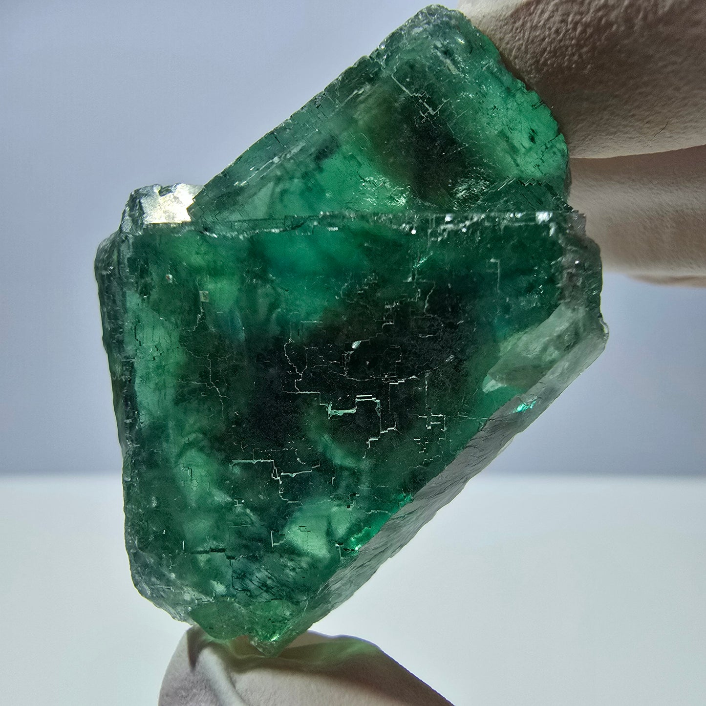 Klare Phantom Fluorit Würfel Stufe, parkettiert grün Okorusu, Namibia 43*33*25mm