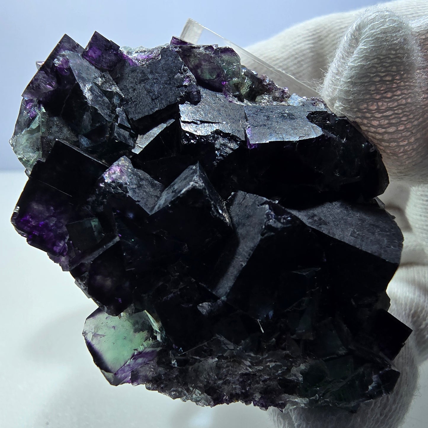 Rare Phantom Fluorite Cube Specimen zonal green purple Okorusu, Namibia 59*42*18mm