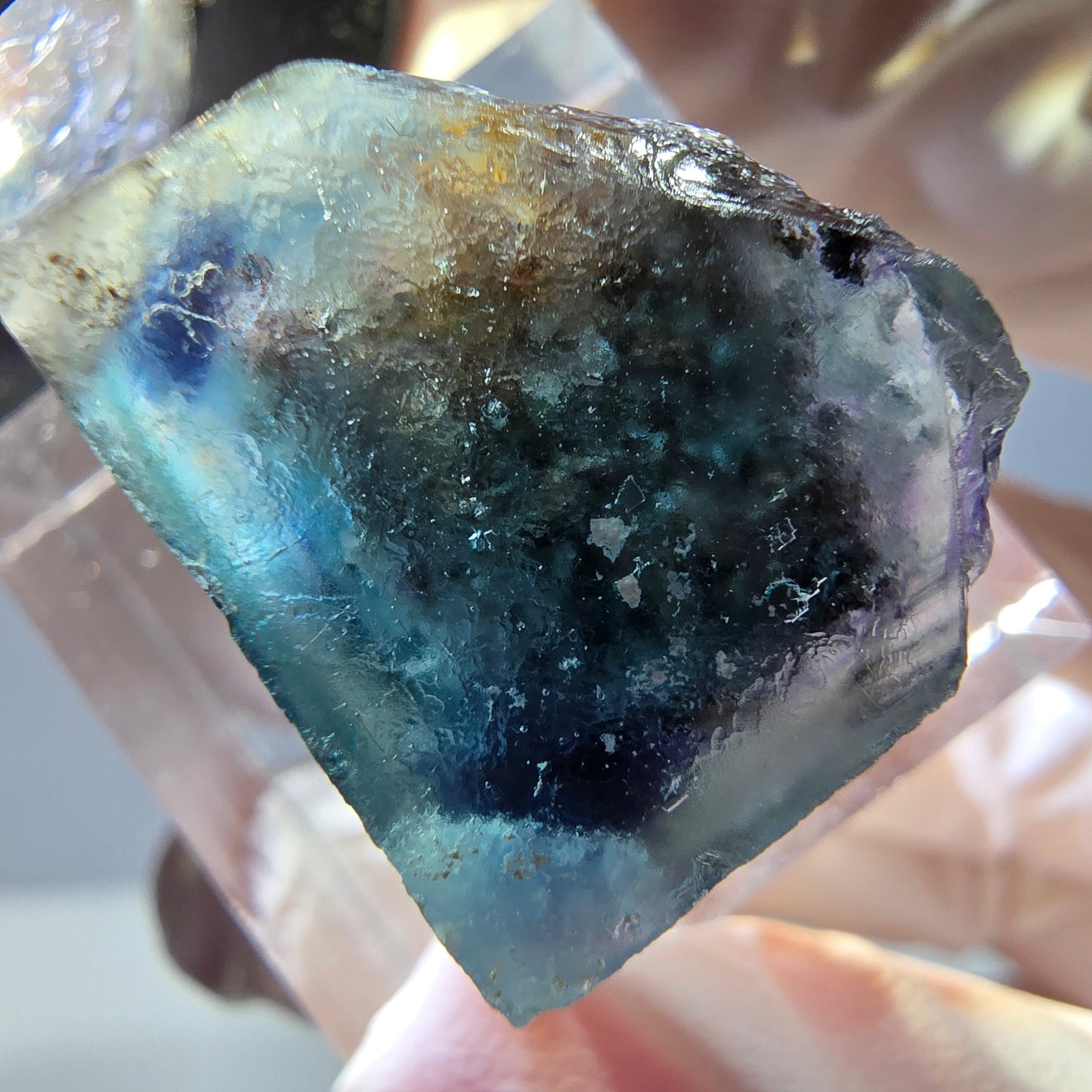 Phantom Fluorite cube parquetted, green purple Okorusu, Namibia 18*18*17mm