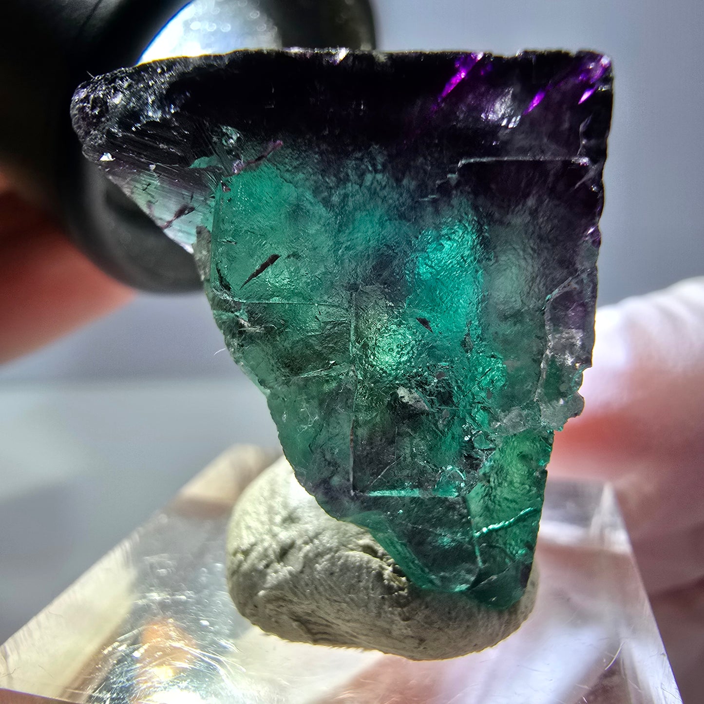 Phantom Fluorit Würfel parkettiert, grün lila Okorusu, Namibia 25*23*20mm