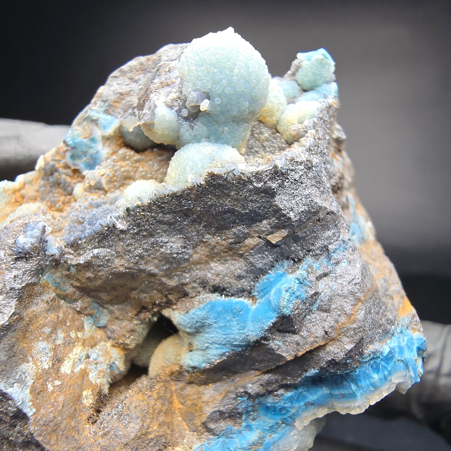 Rare Shattuckite specimen blue, sphere crystals Kaokoveld, Namibia 54*53*48mm