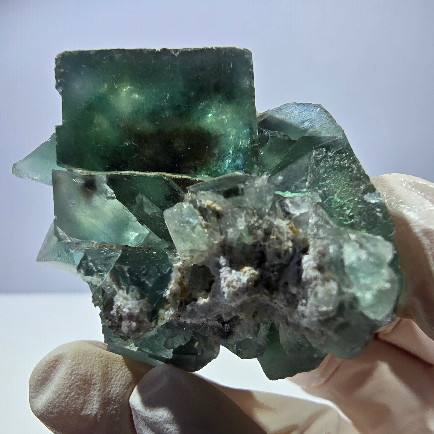 Rare spécimen de cube de fluorite fantôme, parqueté vert Okorusu, Namibie, 51 x 44 x 31 mm