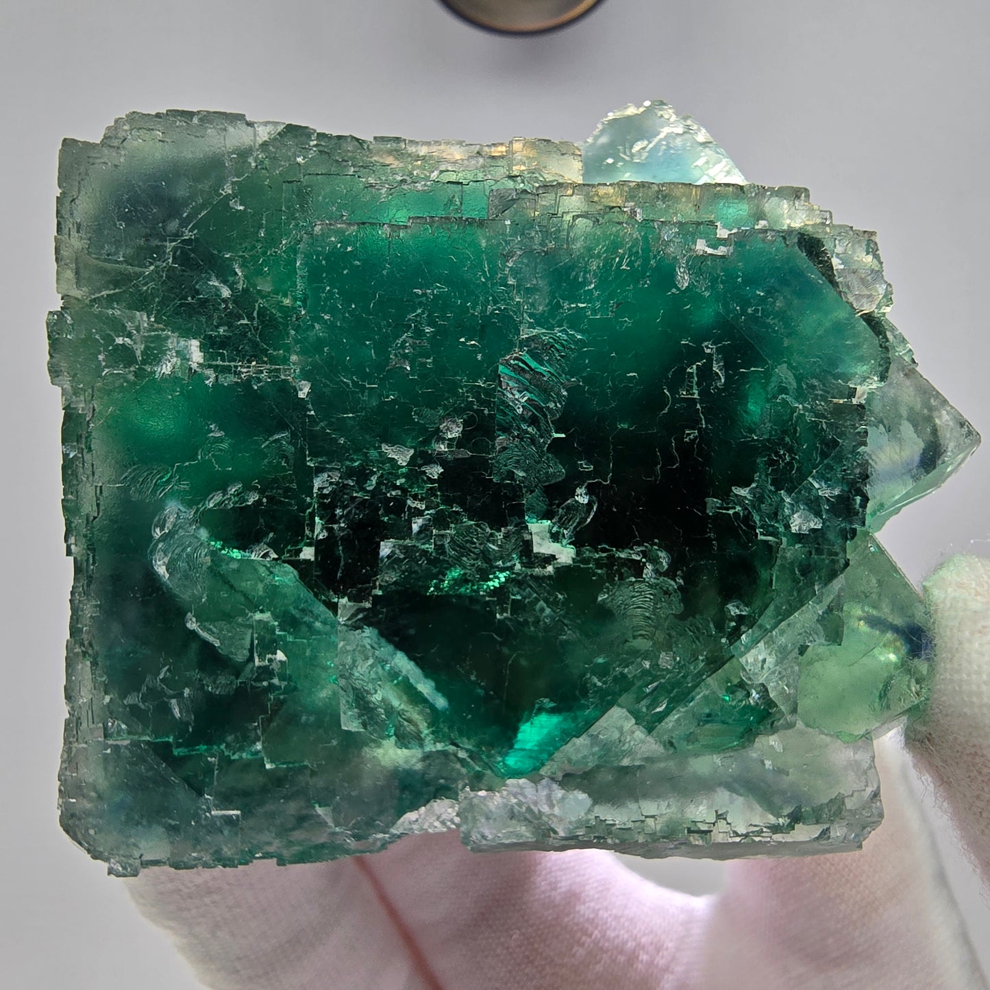 Große Phantom Fluorit Würfel Stufe grün gelb Okorusu Namibia 73*67*38mm Sammlung