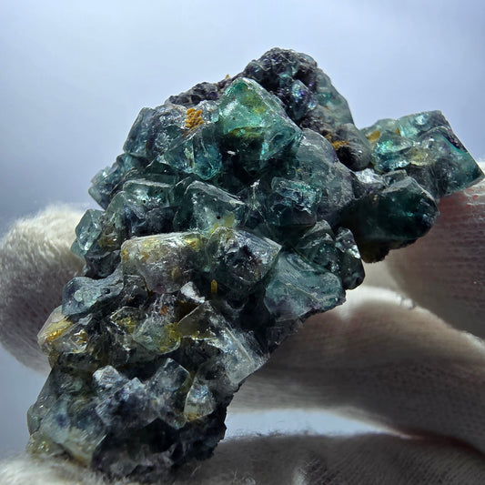 Phantom Fluorit Würfel zonal, Schörl Turmalin Stufe Erongo, Namibia 60*41*28mm