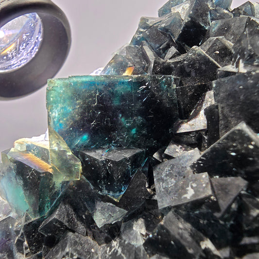 Grand spécimen de cube de fluorite fantôme zonal, nouvelle découverte ! Okorusu, Namibie, 97 x 62 x 36 mm