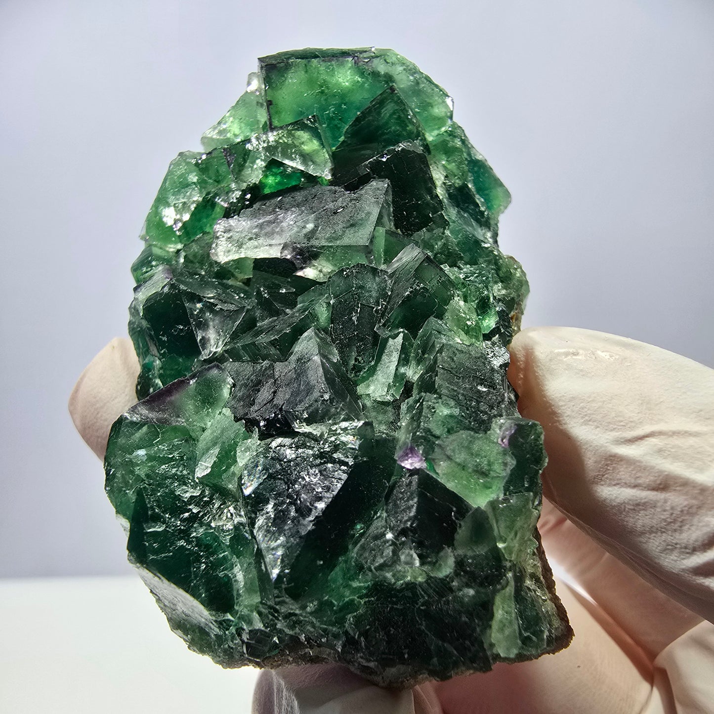 Spécimen de cube de fluorite fantôme parqueté vert violet Okorusu, Namibie 62*44*26mm