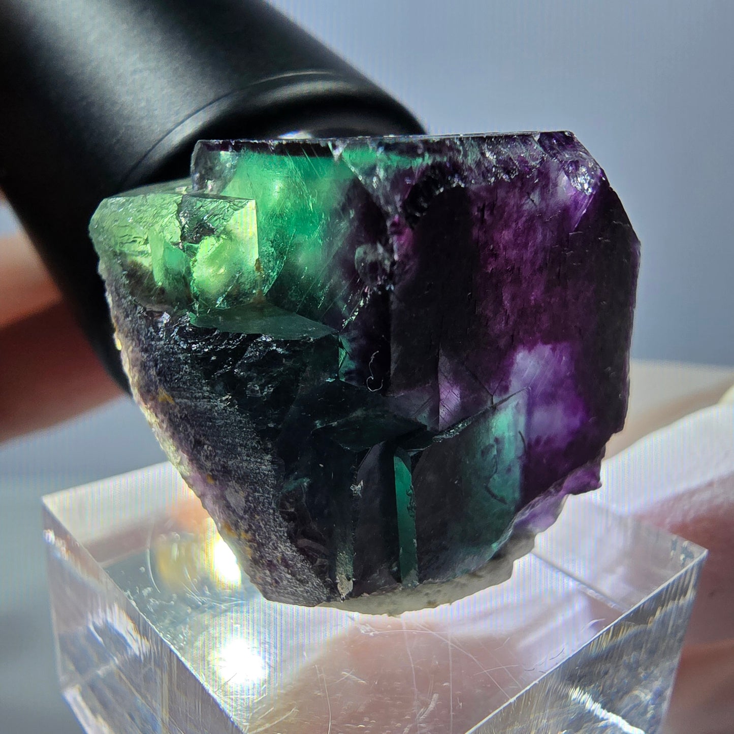 Seltene Fluorit Würfel Stufe, grün lila Okorusu, Namibia 24*23*22mm