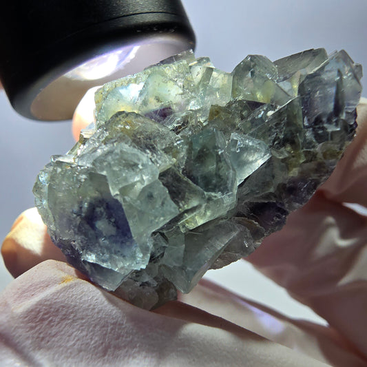 Klare Phantom Fluorit Würfel Stufe, grün lila Okorusu, Namibia 45*35*19mm
