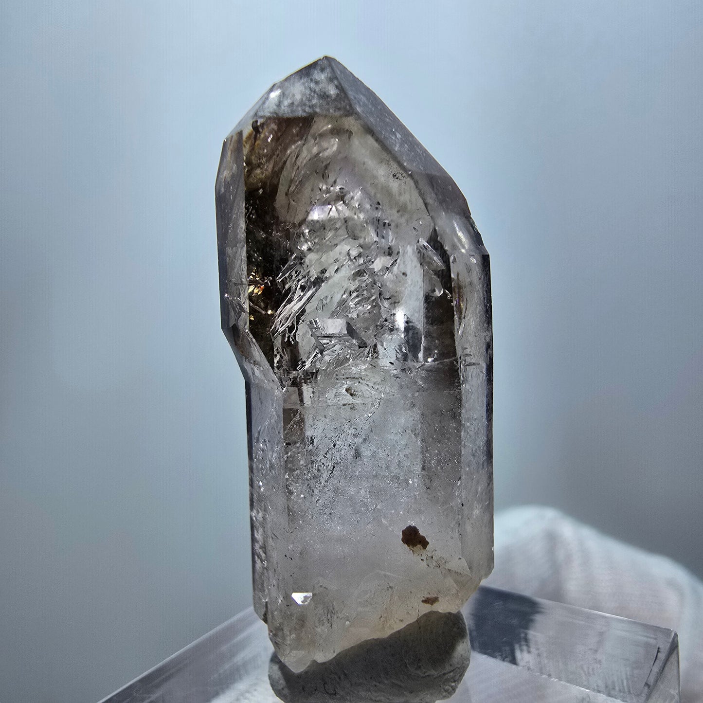 Enhydro Phantom Rauchquarz Zepter, 1x Blase Goboboseb, Namibia 38*14*14mm