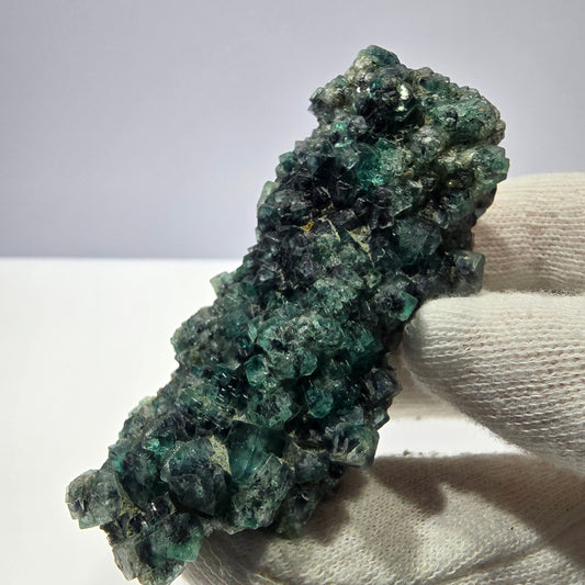 Phantom Fluorit Würfel zonal, Schörl Turmalin Stufe Erongo, Namibia 72*33*31mm