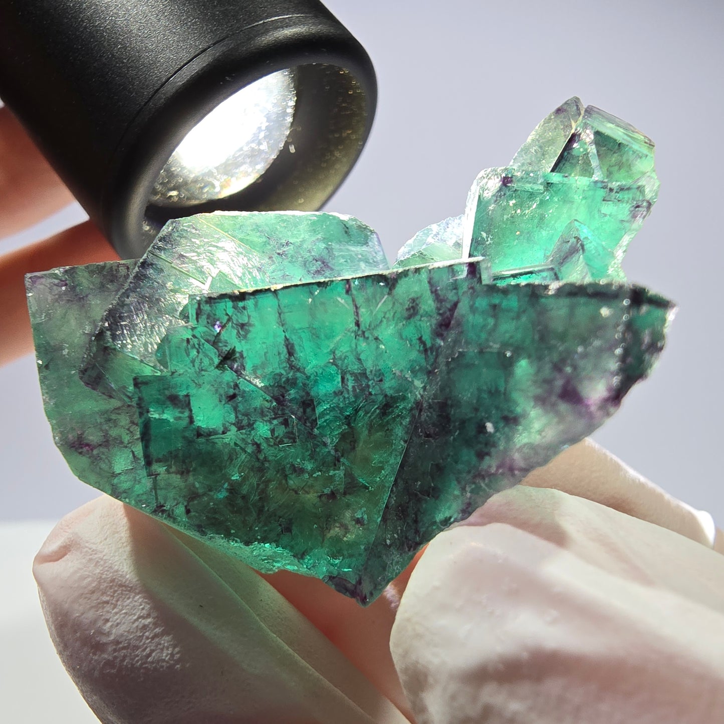 Spécimen de cube de fluorite fantôme parqueté vert violet Okorusu, Namibie 46*34*32mm