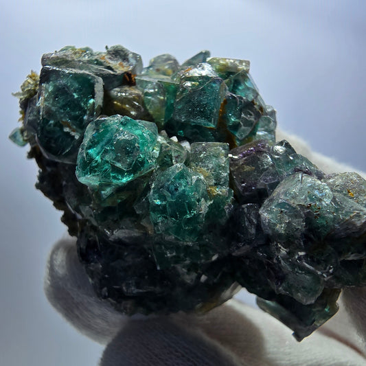 Phantom Fluorit Würfel zonal, Schörl Turmalin Stufe Erongo, Namibia 66*49*33mm