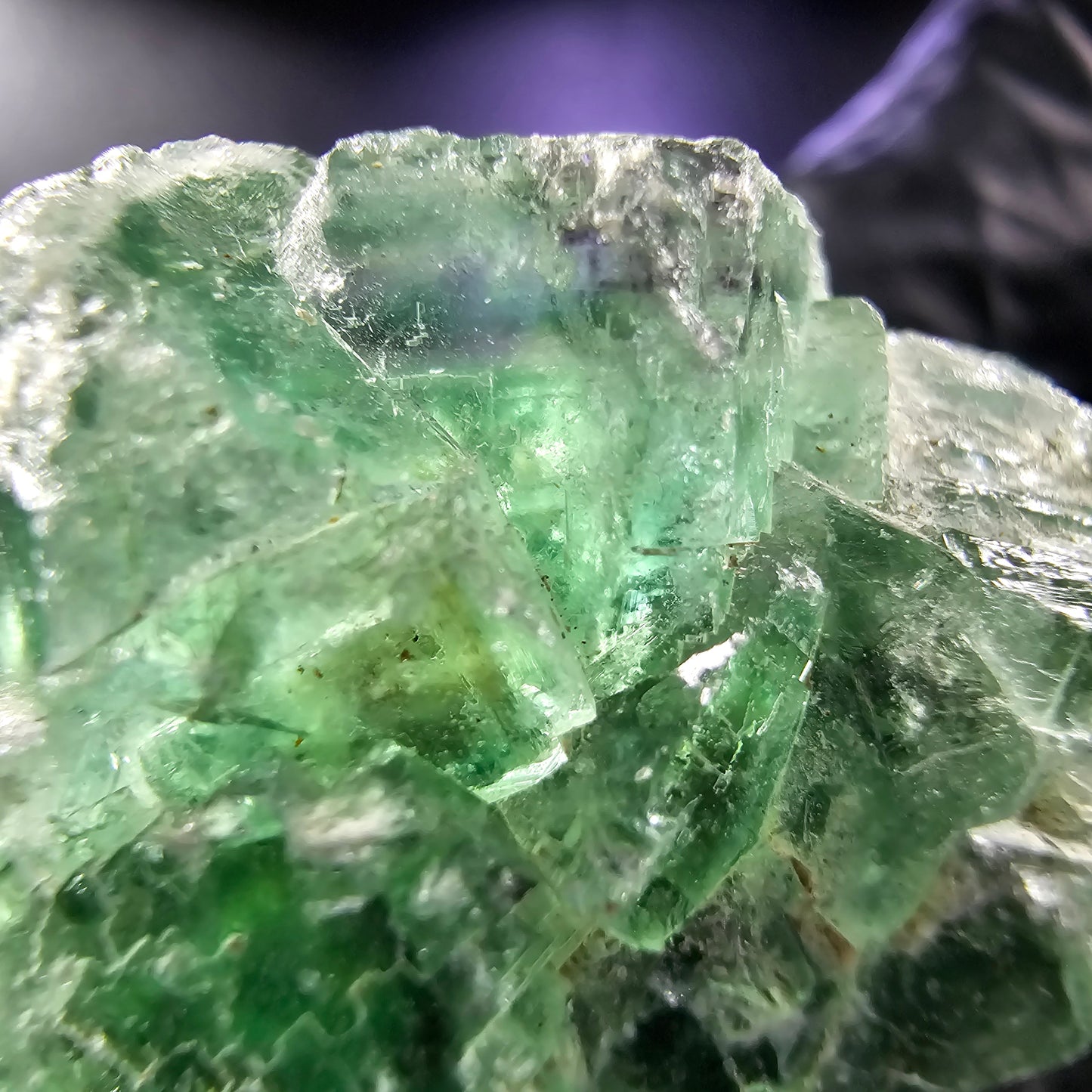 Seltene Phantom Fluorit Würfel Stufe grün 34*28*23mm Okorusu, Namibia Sammlung