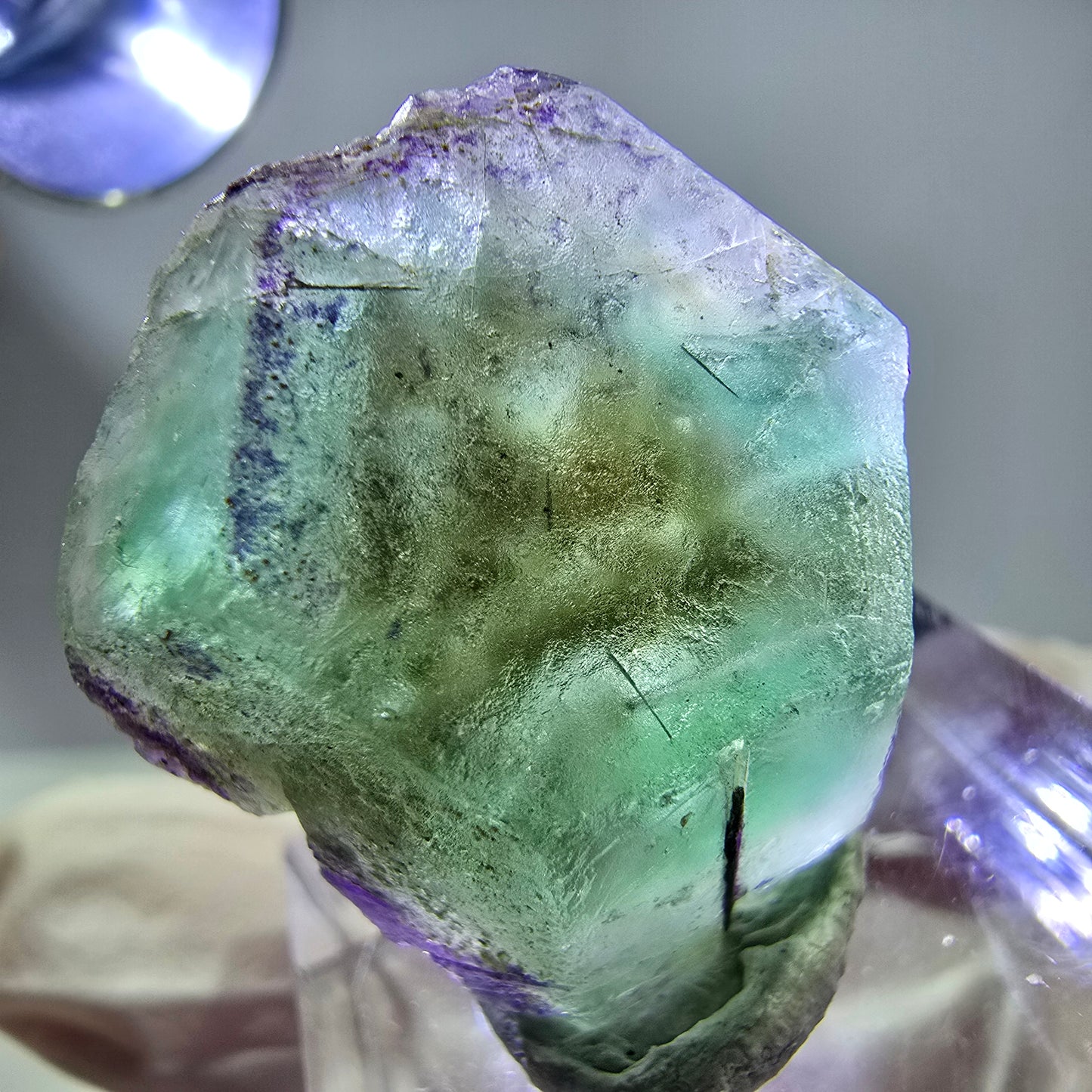 Cube hexagonal de fluorite fantôme, spécimen zonal, Erongo, Namibie, 27 x 24 x 9 mm