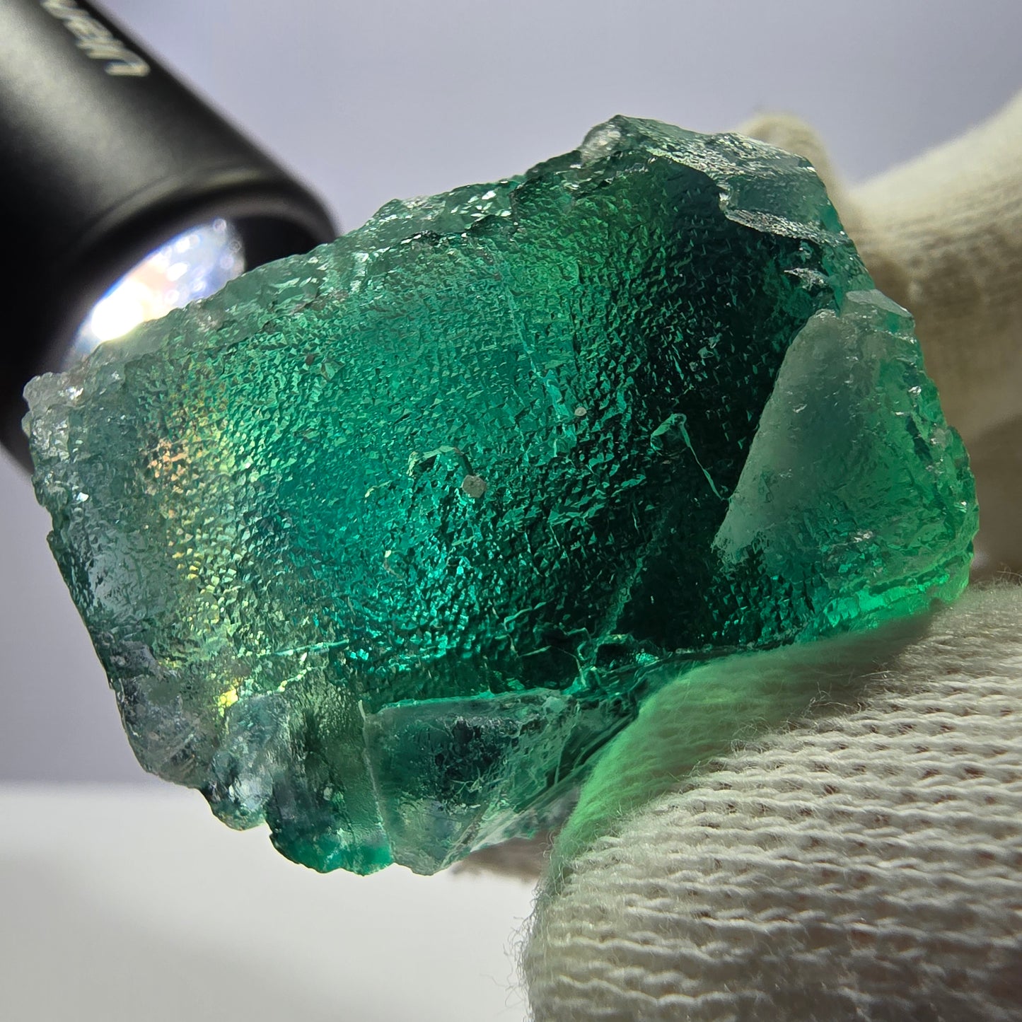 Rare spécimen de cube de fluorite fantôme, parqueté vert Okorusu, Namibie, 36 x 35 x 31 mm