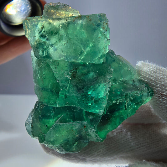 Seltene Phantom Fluorit Würfel Stufe parkettiert grün Okorusu Namibia 47*42*25mm