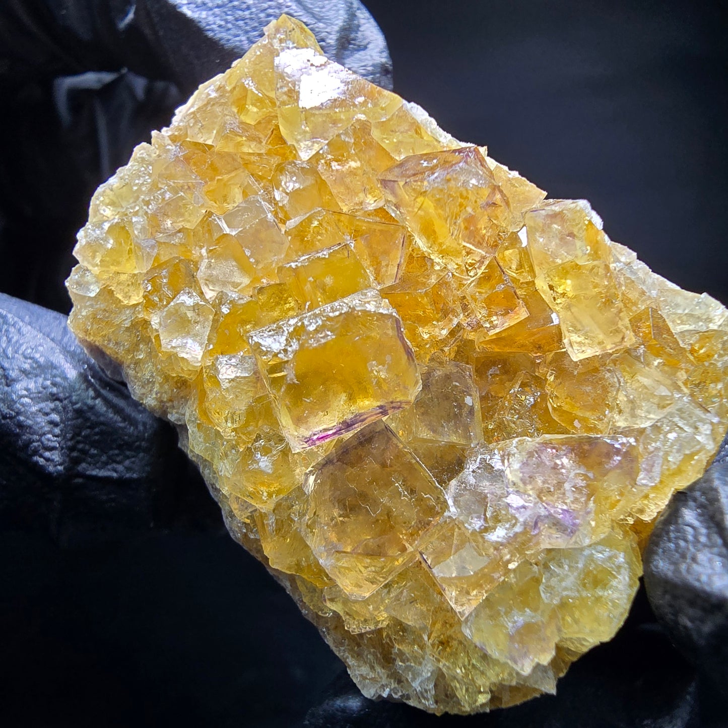 Klare Phantom Fluorit Würfel Stufe gelb lila Okorusu Namibia 42*31*17mm Sammlung