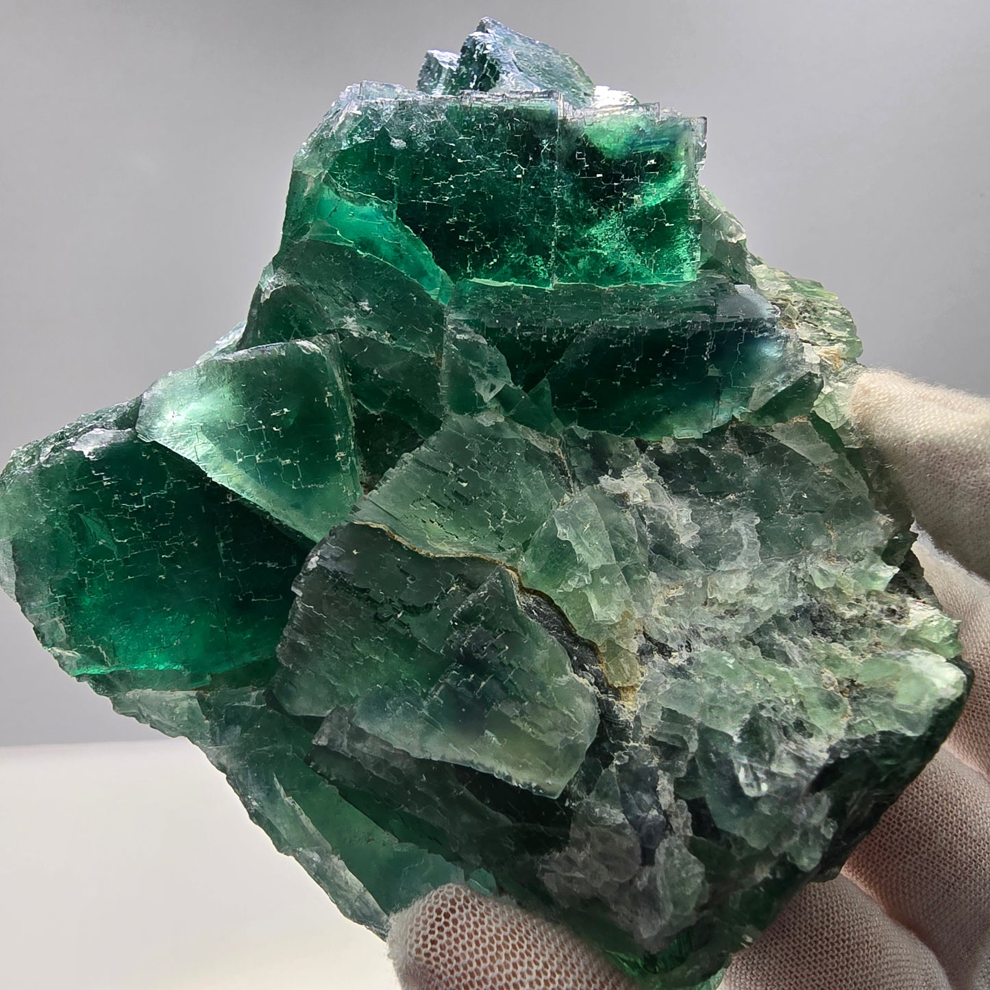 Große Phantom Fluorit Würfel Stufe grün parkettiert Okorusu, Namibia 133*95*40mm