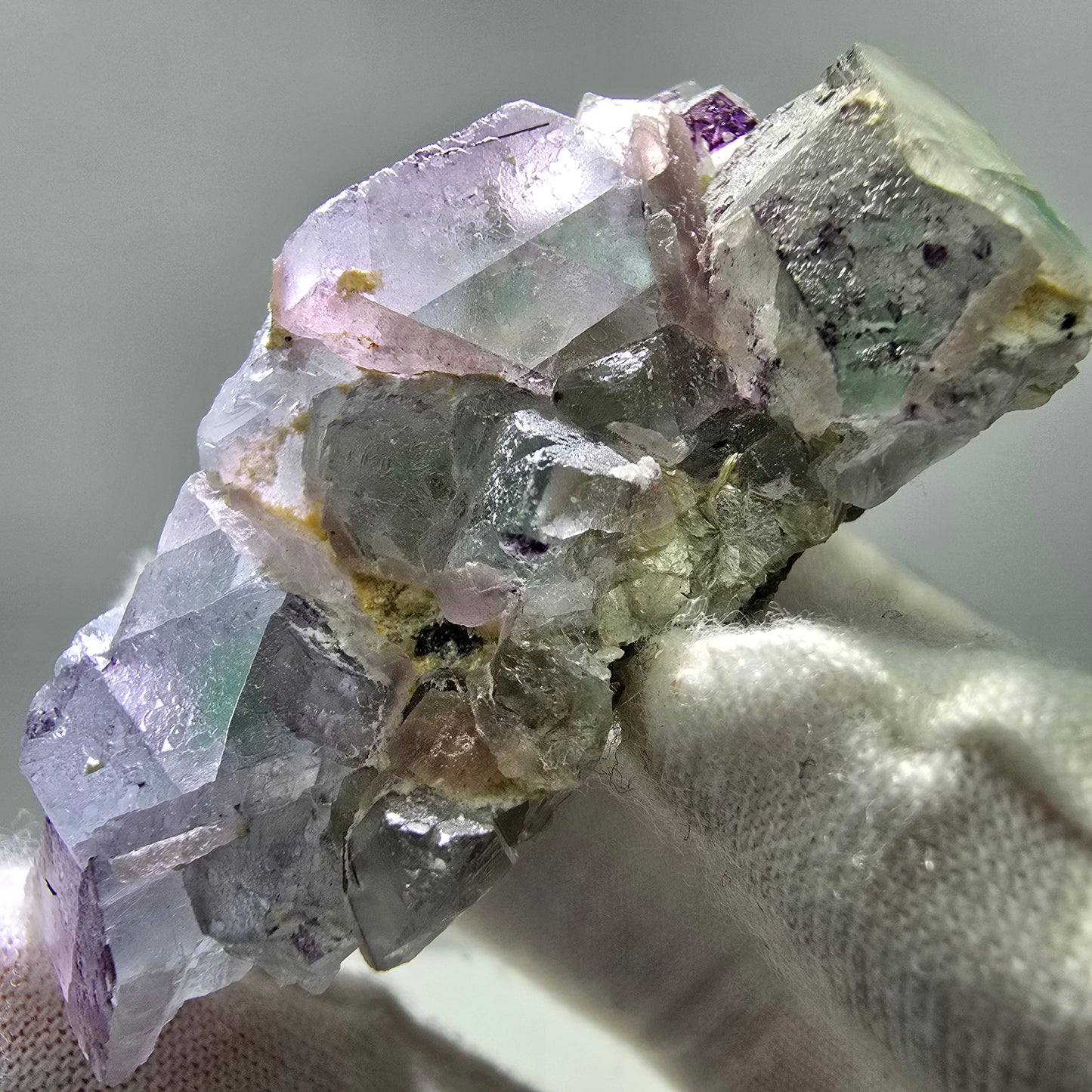 Phantom Fluorit, Hyalit, Muskovit Stufe Erongo, Namibia 56*34*25mm Sammlung