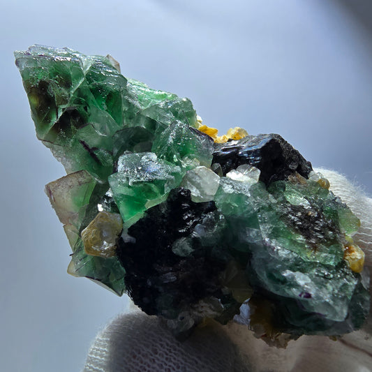 Phantom Fluorit, Rauchquarz, Muskovit, Schörl Turmalin Erongo Namibia 62*34*23mm