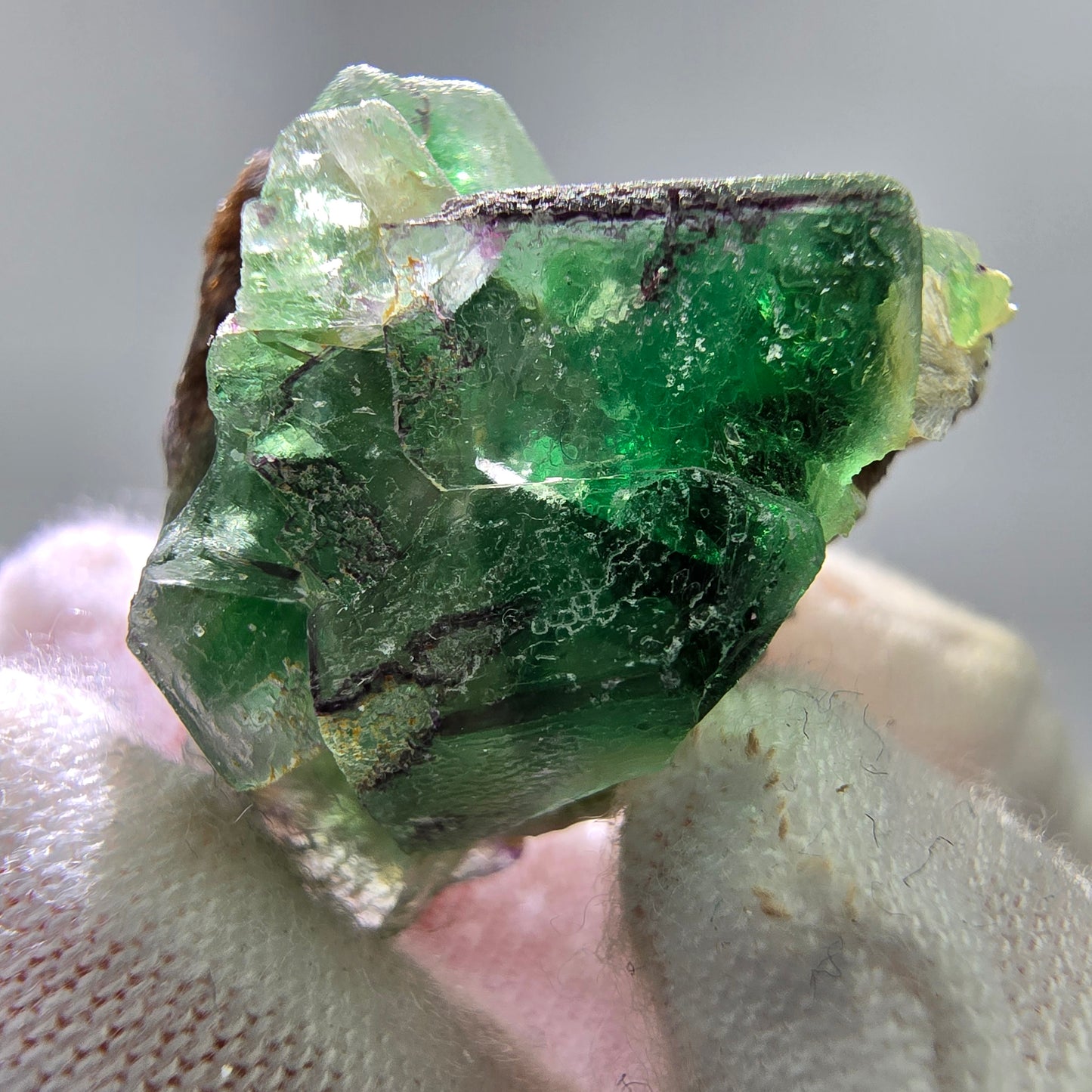 Phantom Fluorit Würfel, Muskovit Stufe Erongo, Namibia 27*20*20mm Sammlung