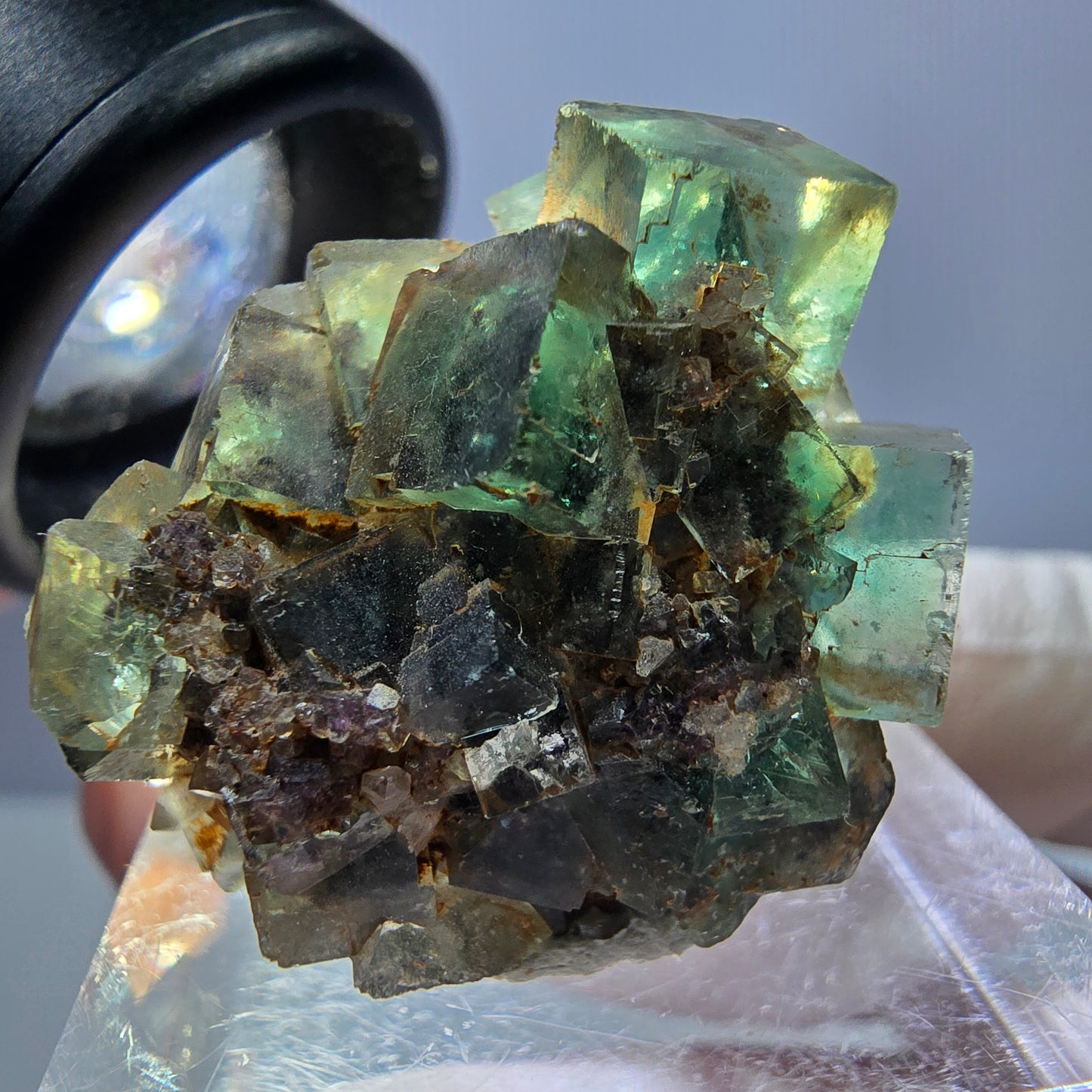 Spécimen de cube de fluorite fantôme, parquet vert Okorusu, Namibie 26 x 22 x 19 mm