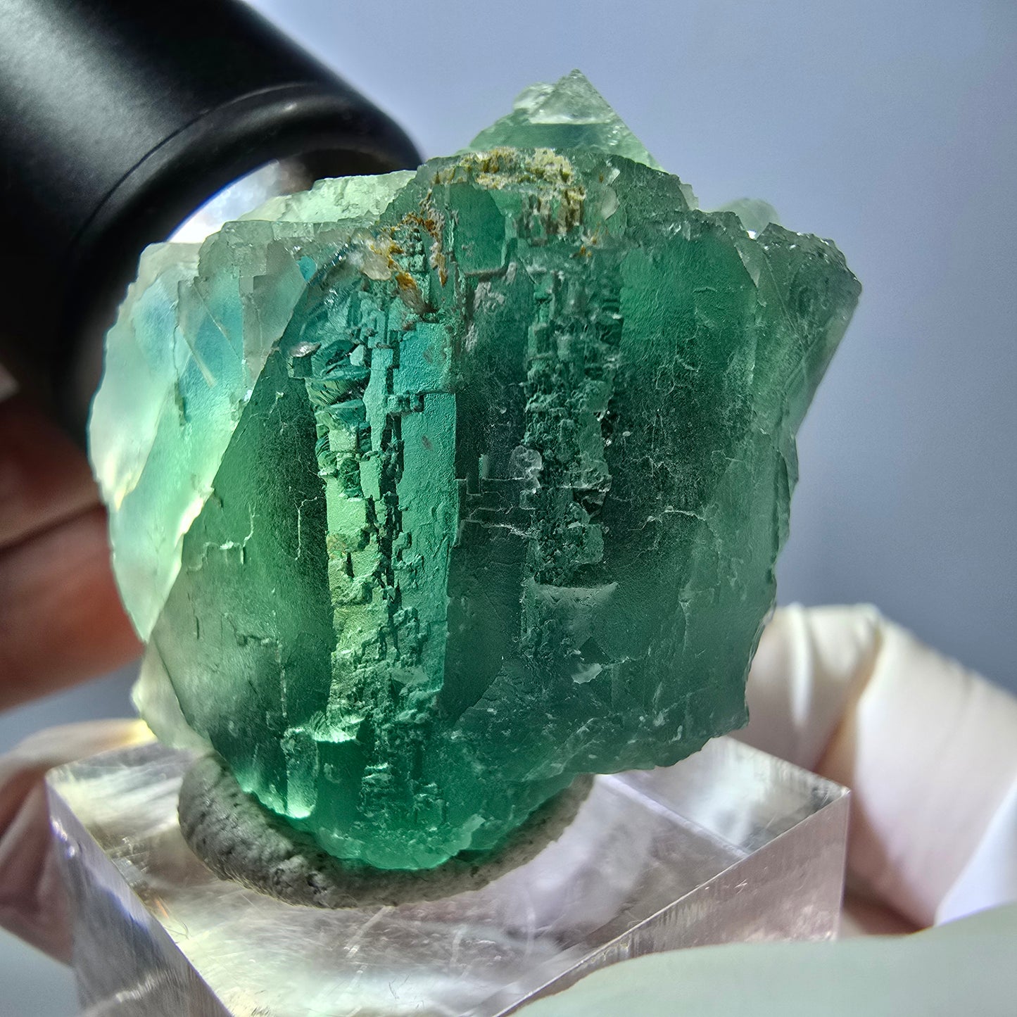 Seltene Phantom Fluorit Würfel Stufe, grün Okorusu, Namibia 41*37+21mm