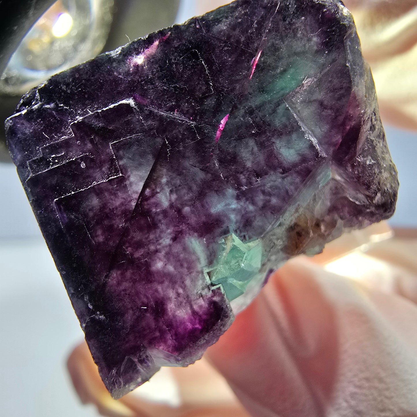 Phantom Fluorit Würfel parkettiert, grün lila Okorusu, Namibia 24*21*20mm