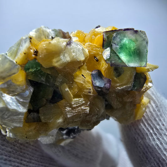 Phantom Fluorit zonal, Muskovit, Schörl Turmalin Stufe Erongo Namibia 41*38*21mm