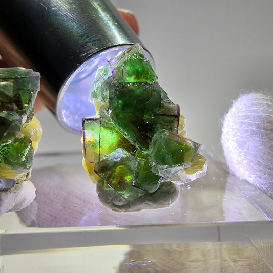 Set of 2 Phantom Fluorite Cubes, Muscovite Hyalite Specimen Erongo, Namibia 21+18mm