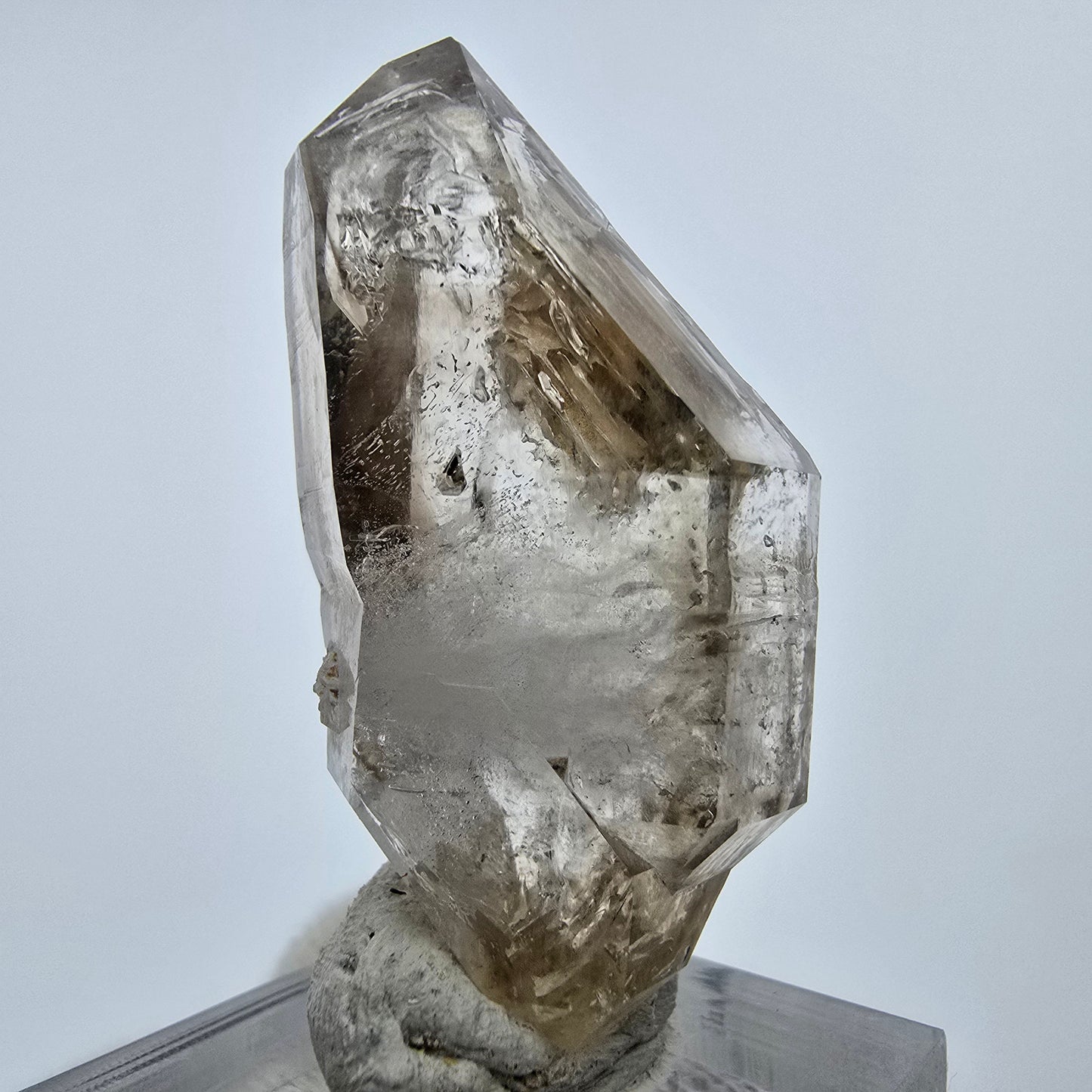 Enhydro Phantom Rauchquarz DT Zepter, 2x Blase Goboboseb, Namibia 47*23*15mm