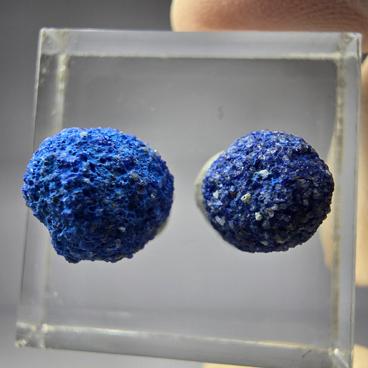 2x seltene Azurit Blueberry - Set 10,5mm + 9mm Durchmesser aus USA, New Mexico