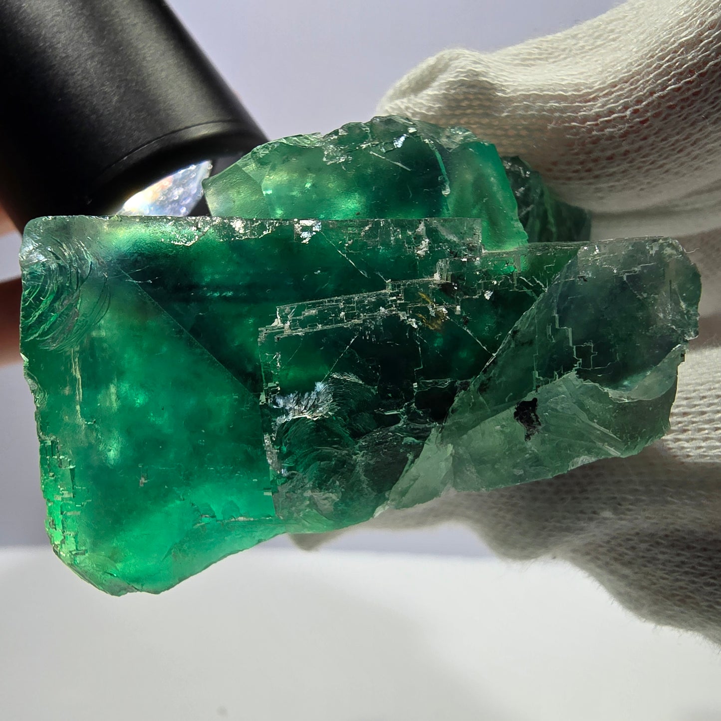 Rare spécimen de cube de fluorite fantôme, parqueté vert Okorusu, Namibie, 63 x 55 x 41 mm