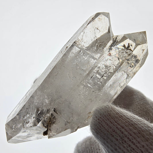 Sceptre fantôme squelette en quartz fumé DT, poche Saint-Valentin en calcite UV, Namibie 57 x 23 x 22 mm