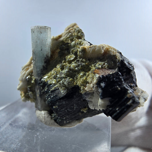 Setlene Aquamarin, Schörl Turmalin, Orthoklas Stufe Erongo, Namibia 27*25*17mm