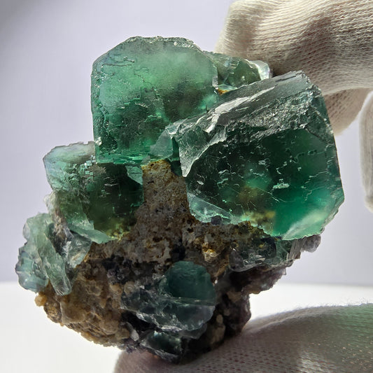 Rare spécimen de cube de fluorite fantôme, parqueté vert Okorusu, Namibie, 72 x 60 x 45 mm