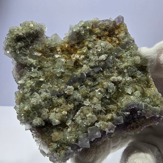 Grand spécimen de cube de fluorite fantôme, double face, vert violet Okorusu Namibie 84*80*27mm