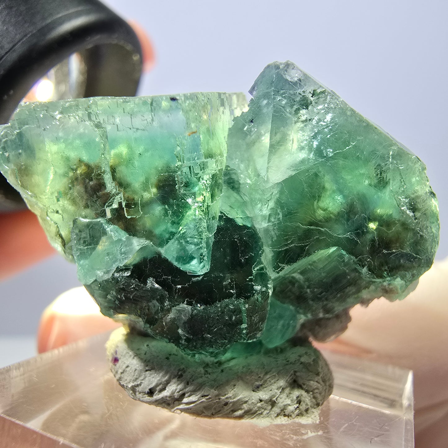 Seltene Phantom Fluorit Würfel Stufe, grün Okorusu, Namibia 36*26*23mm