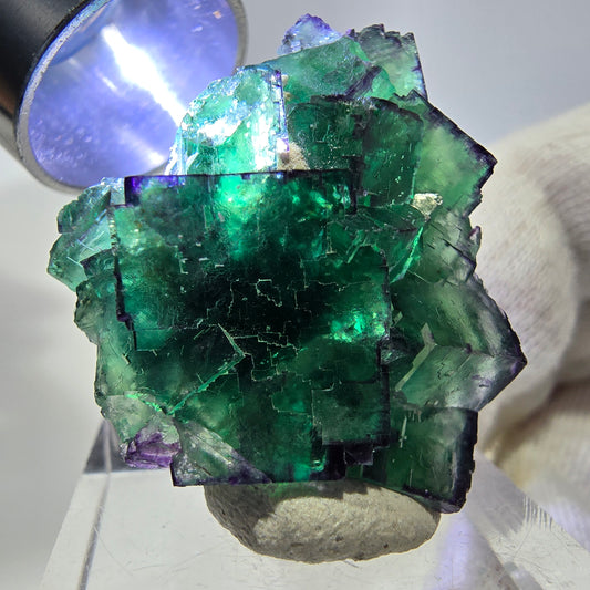 Spécimen de cube de fluorite fantôme parqueté zonal Okorusu, Namibie 31*27*15mm