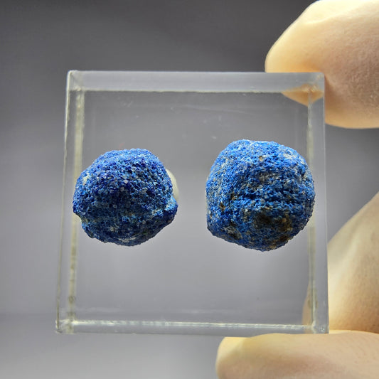 2x seltene Azurit Blueberry - Set 10,8mm+10,6mm Durchmesser aus USA, New Mexico