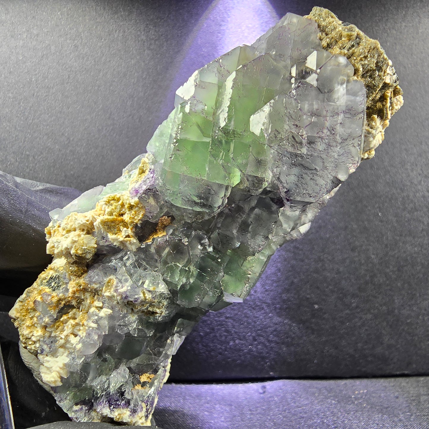 Phantom Fluorit Muskovit Orthoklas auf Schörl Turmalin 74*37*34mm Erongo Namibia