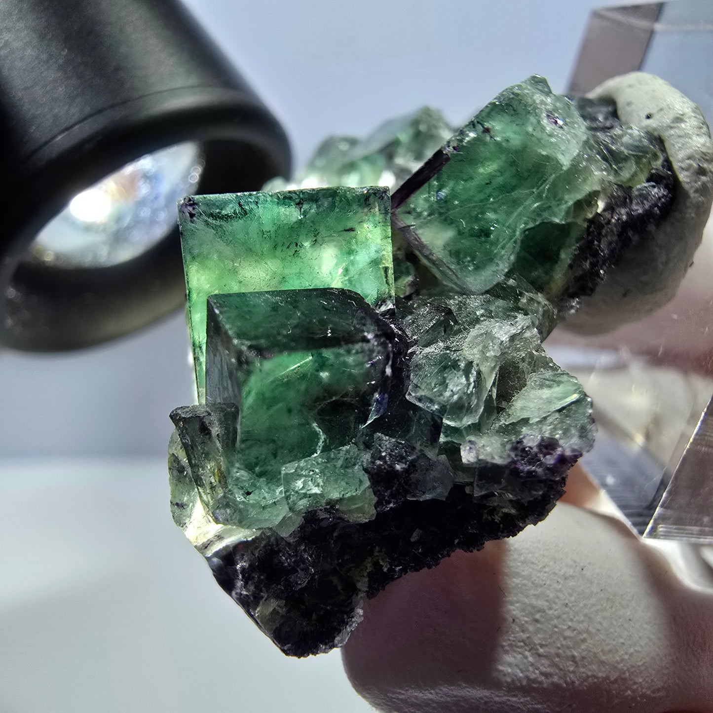 Seltene Fluorit Würfel Stufe, grün lila Okorusu, Namibia 44*35*18mm
