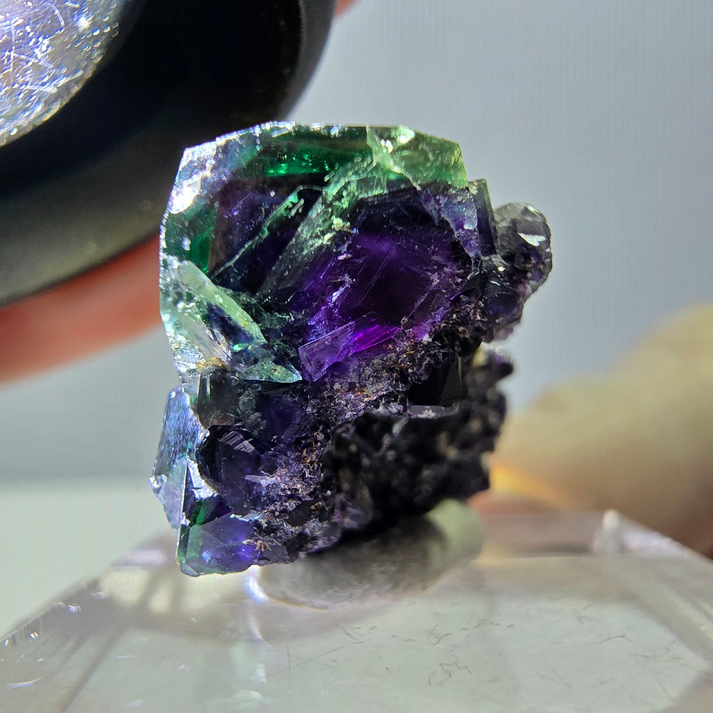 Phantom Fluorit Würfel Stufe, grün lila Okorusu, Namibia 24*19*16mm