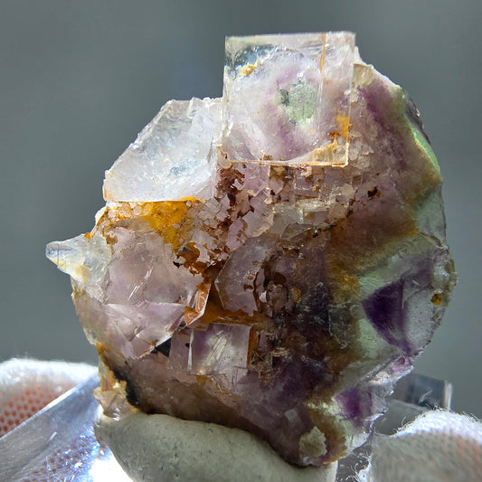 Seltene UV Phantom Fluorit Würfel, Quarz Stufe Brandberg, Namibia 31*22*13mm