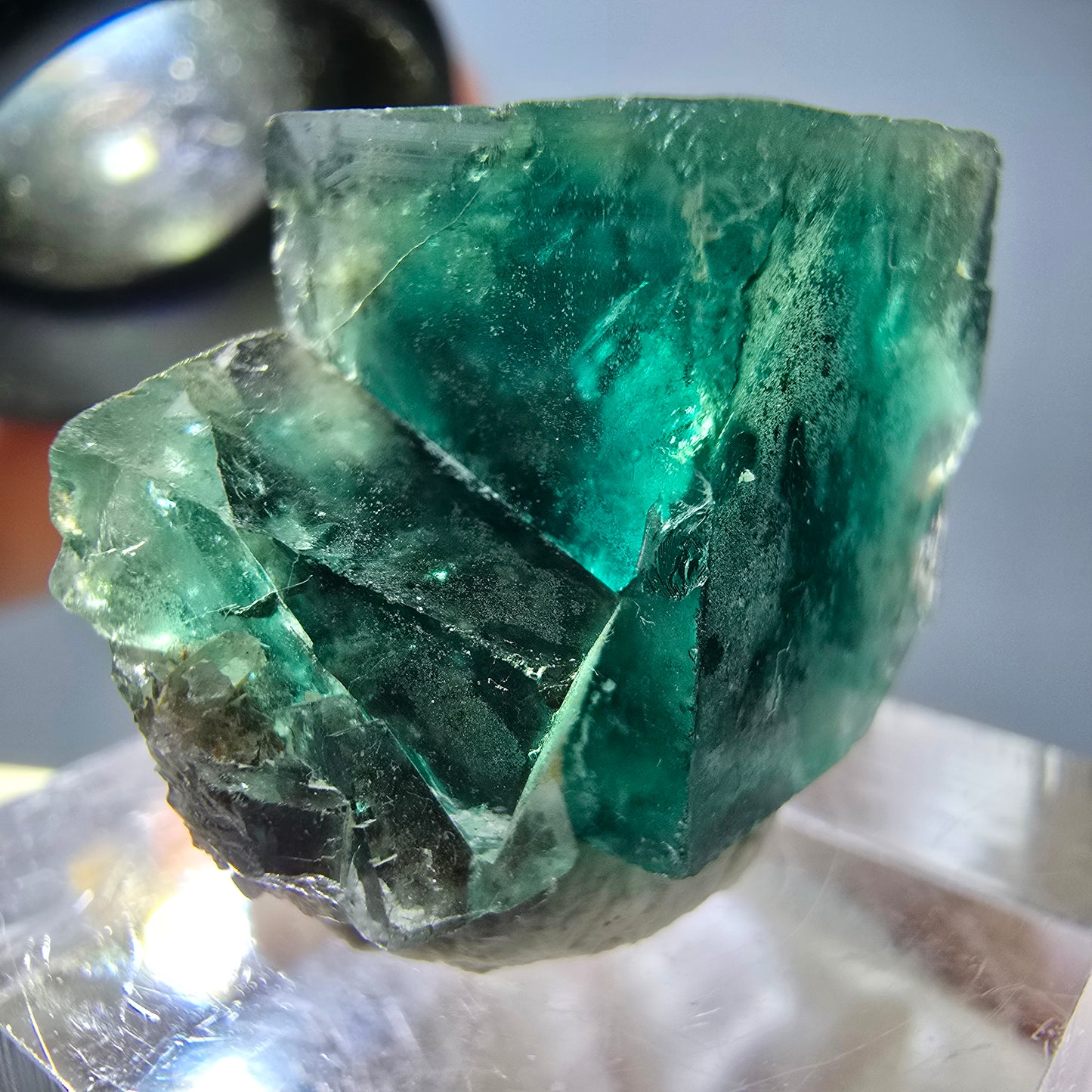 Seltene Phantom Fluorit Würfel Stufe, grün Okorusu, Namibia 23*19*15mm