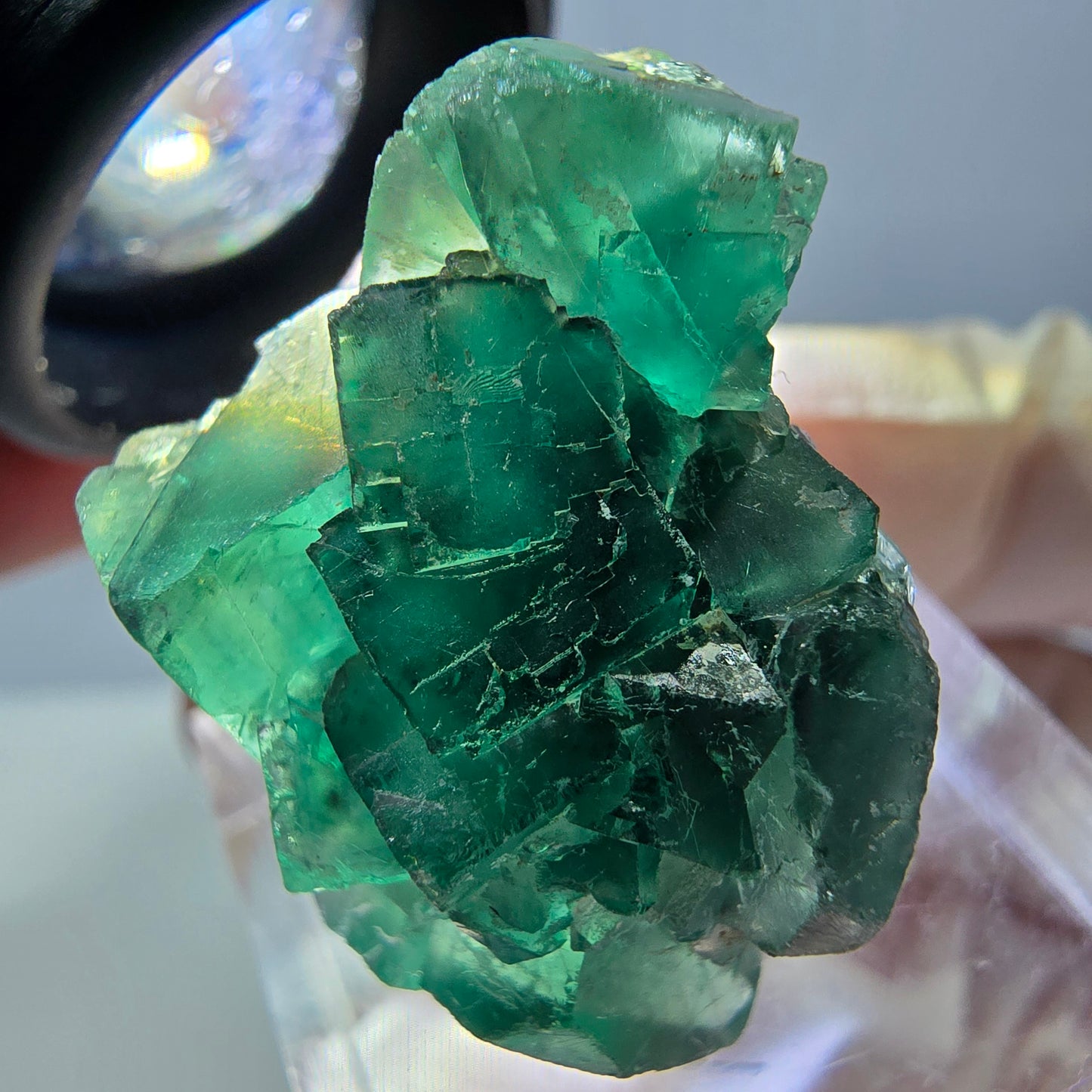 Phantom Fluorit Würfel Stufe, grün parkettiert Okorusu, Namibia 28*24*18mm