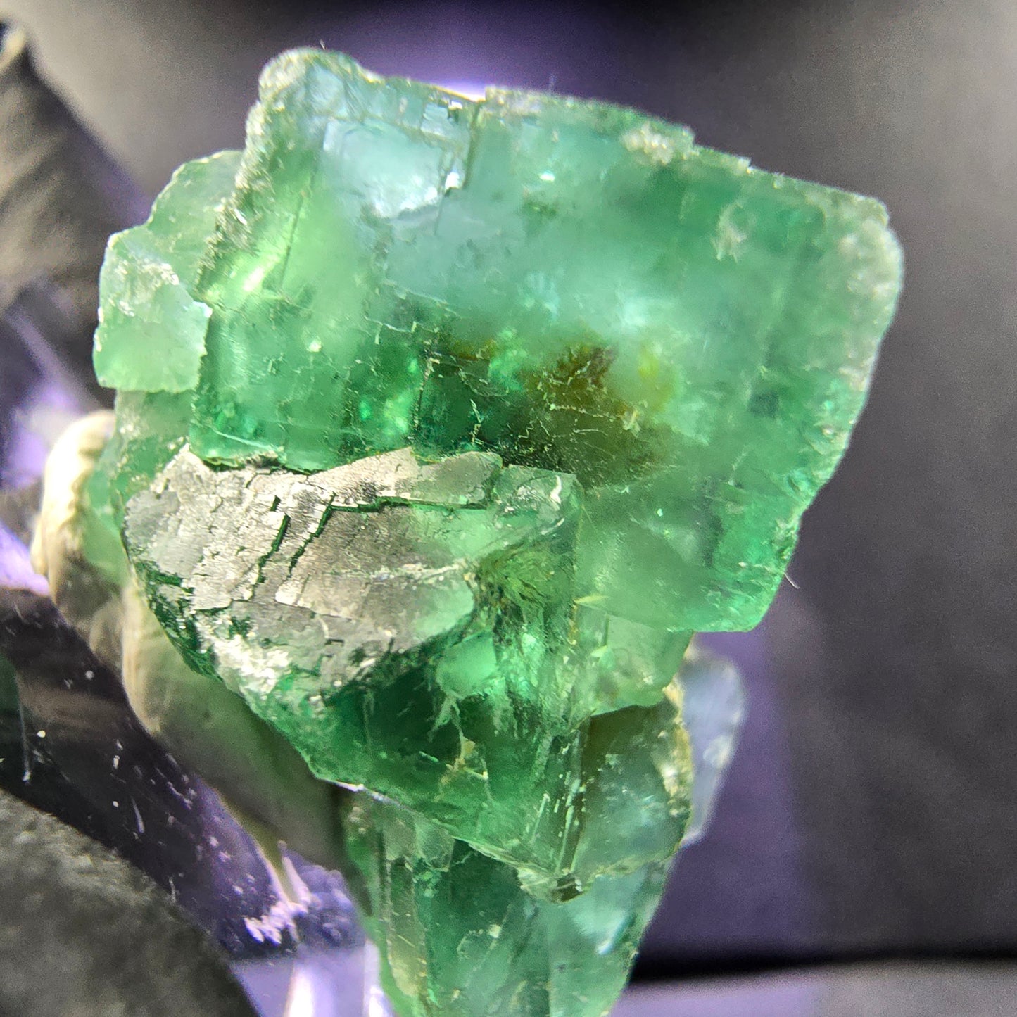 Seltene Phantom Fluorit Würfel Stufe grün 26*20*20mm Okorusu, Namibia Sammlung