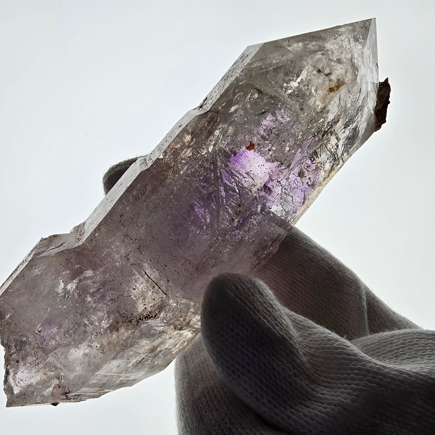Sceptre d'améthyste squelette Enhydro DT UV Calcite 2x Bubble Valentine Pocket Namibie 106*35*26mm
