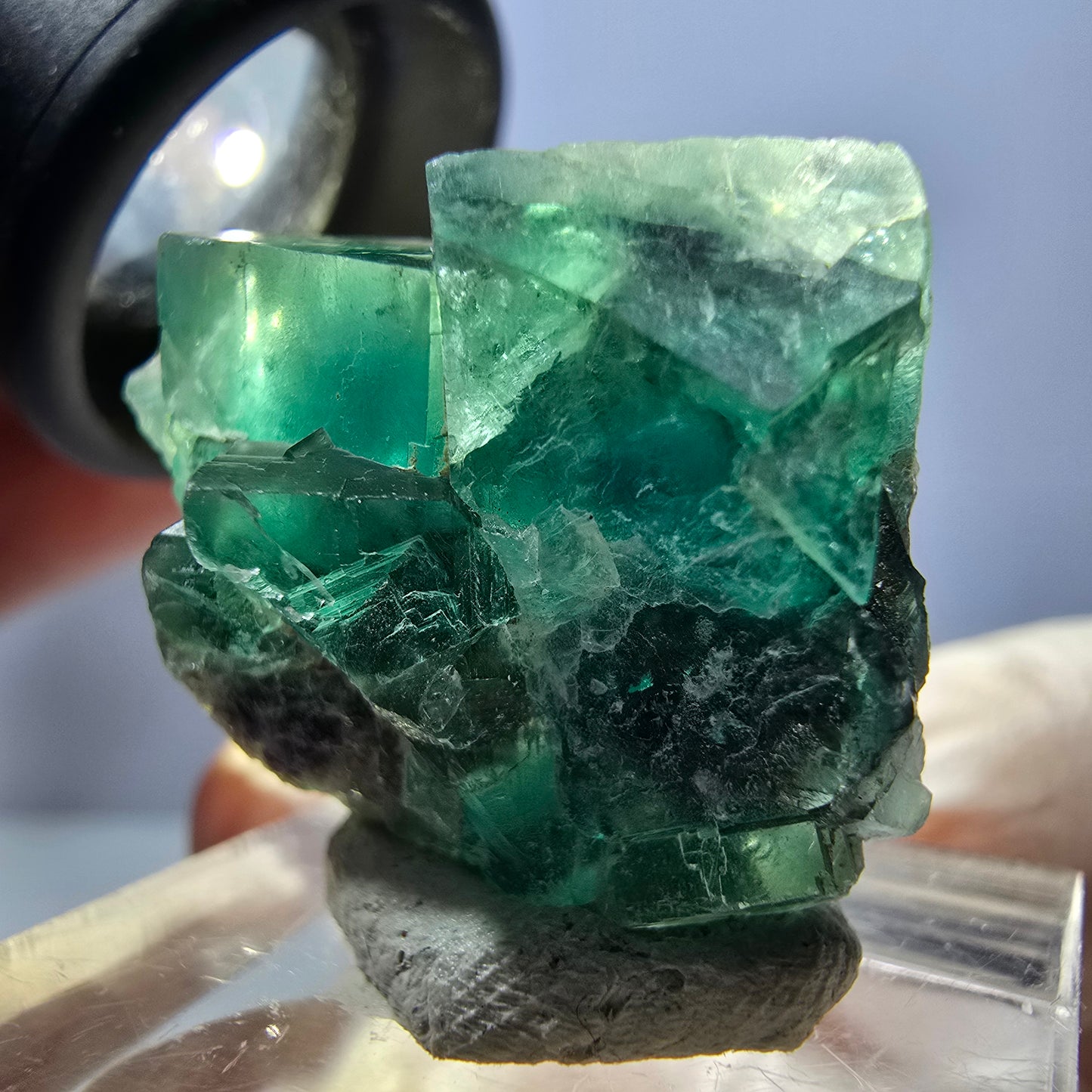 Seltene Phantom Fluorit Würfel Stufe, grün Okorusu, Namibia 26*23*16mm