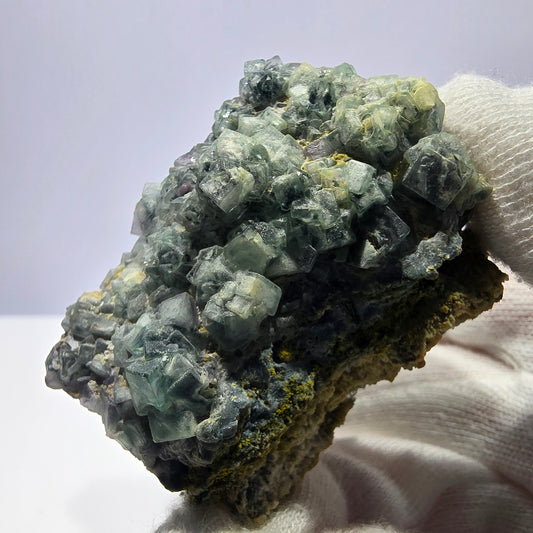 Phantom Fluorit Würfel zonal, Schörl Turmalin Stufe Erongo, Namibia 56*49*41mm